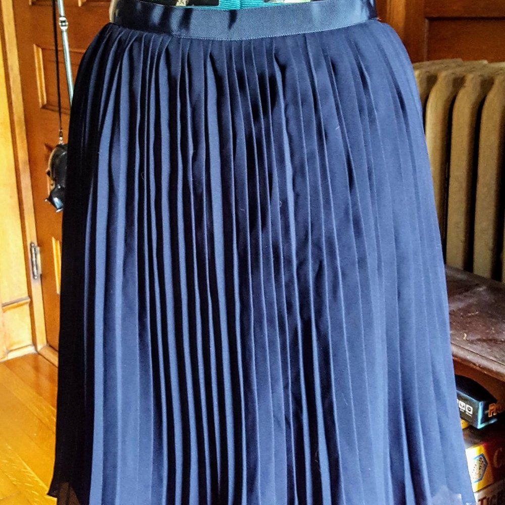 J. Crew Navy Blue Accordion Pleated Skirt Size 00